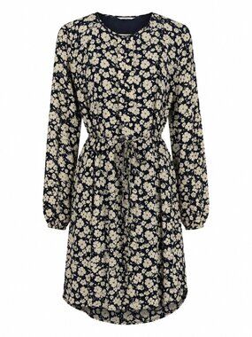Lauren Ralph Lauren Navy Floral Belted Midi Dress Size 14